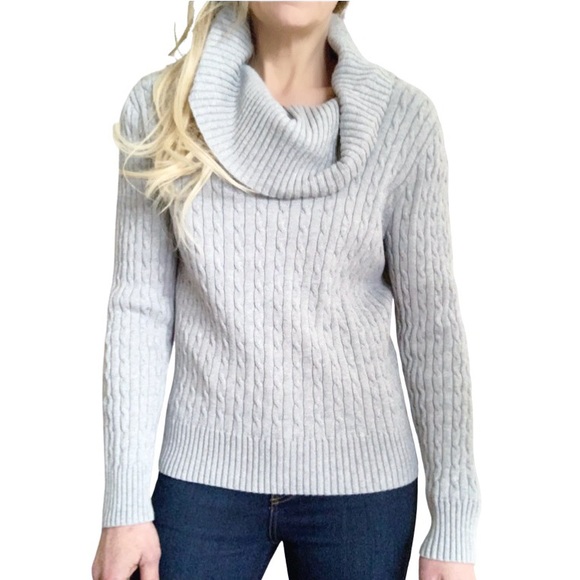JEANNE PIERRE Sweaters - Jeanne Pierre Cable Knit Cowl Scoop turtle neck sweater Large